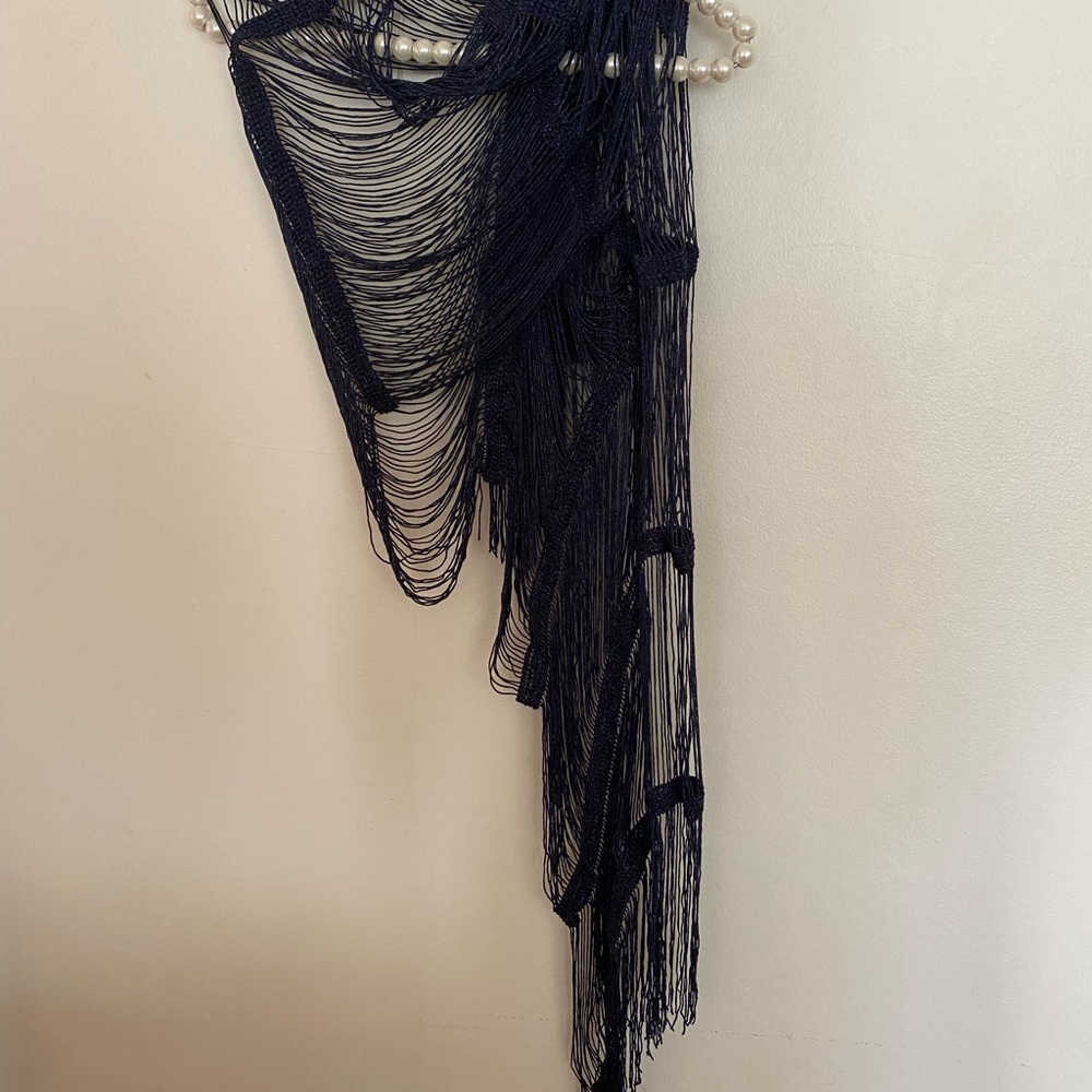 Metallic navy scarf.